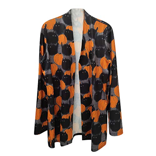 Halloween Christmas Women'Shirt Cardigan Long Sleeve Cat Pumpkin Snowman Jacket Top