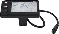 BuyWeek LCD Kijelző Elektromos Kerékpárhoz - 6P Vízálló Sebességmérő Panel, IP65 Védelem, 24-60V Kompatibilis, Háttérvilágítással, Fekete 1