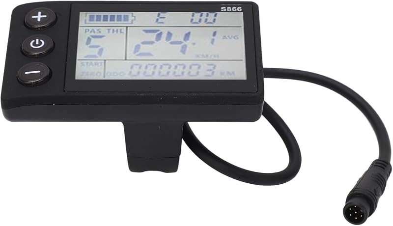 BuyWeek LCD Kijelző Elektromos Kerékpárhoz - 6P Vízálló Sebességmérő Panel, IP65 Védelem, 24-60V Kompatibilis, Háttérvilágítással, Fekete