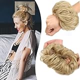 Haar Extensions Haarteil Dutt Natürliches Blond Haargummi Gummiband Hochsteckfrisuren wie Echthaar Haarverlängerung Voluminös Messy Bun Hair Piece Mono Farbe 45g