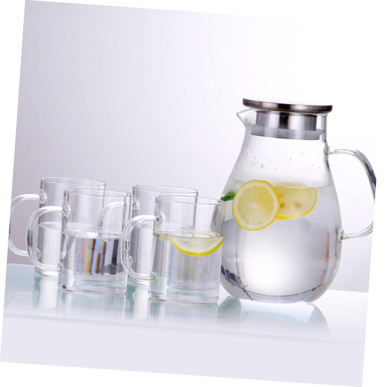 NOLITOY Jarra de Vidrio Grande con Tapa Antigoteo y Diseño Fácil de Usar para Bebidas Frías y Jugos Casa