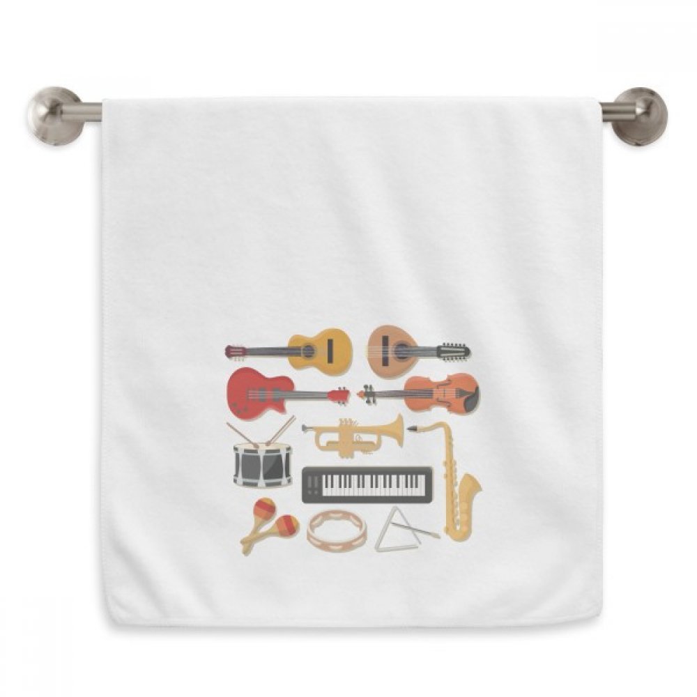 Serviette trombone piano electrique guitare blanc débarbouillette moelleuse 13x29