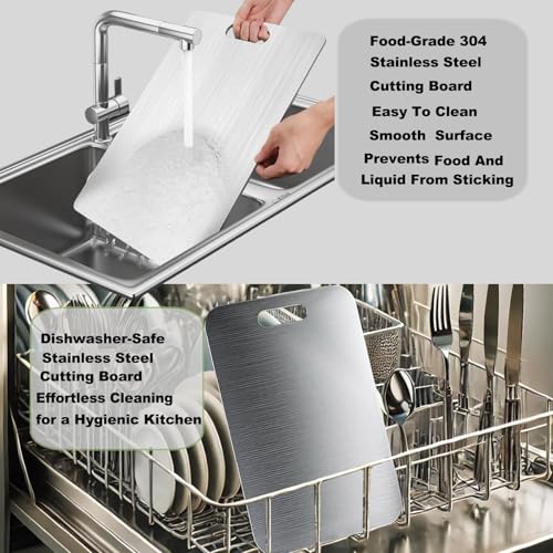 Xzyden 7PCS Titanium Chopping Board Set-Cutting Board 34x23cm Stainless Steel Chopping Board,Kitchen Chopping Boards for Meat,Dishwasher Safe, Food Grade,Metal Cutting Boards - Image 6