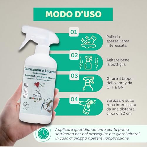 Mama Pets Repellente Disabituante Per Gechi, Lucertole E Piccoli Rettili, Spray 100% Naturale Da 500 Ml, Per Interni Ed Esterni - 7