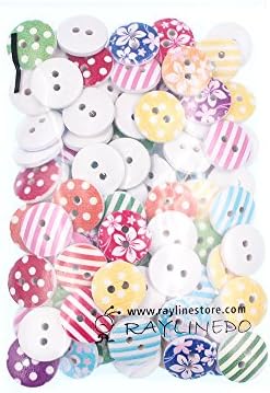 RayLineDo 150 x Mixed Colours 2 Hole Round 6mm Sew Craft Plastic DIY Buttons