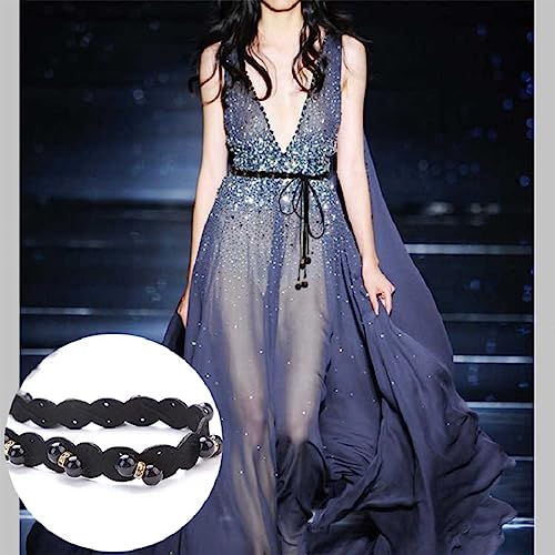 Eartif Pearl Tassel Braided Belts for Women - Skinny Woven Chains & Rope Belly Waist Chains for Dress3