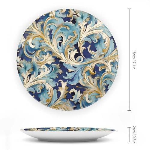 Plato decorativo de porcelana floral azul dorado 7 pulgadas miniatura 2