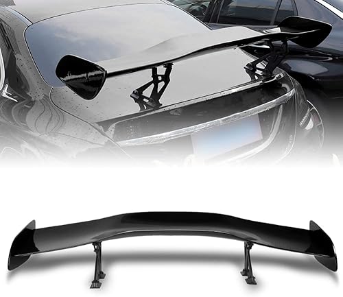 Q1-TECH, Alerón de maletero ajustable pintado negro brillante con kit de accesorios, alerón de maletero ajustable tipo 1 pintado negro ABS GT con