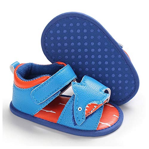 LAFEGEN Baby Boys Girls Summer Sandals 2 Straps Anti Slip Soft Sole Beach Infant Shoes Toddler First Walker Newborn Crib Shoes(3-18Months) 12-18 Months Toddler, 02 Sky Blue