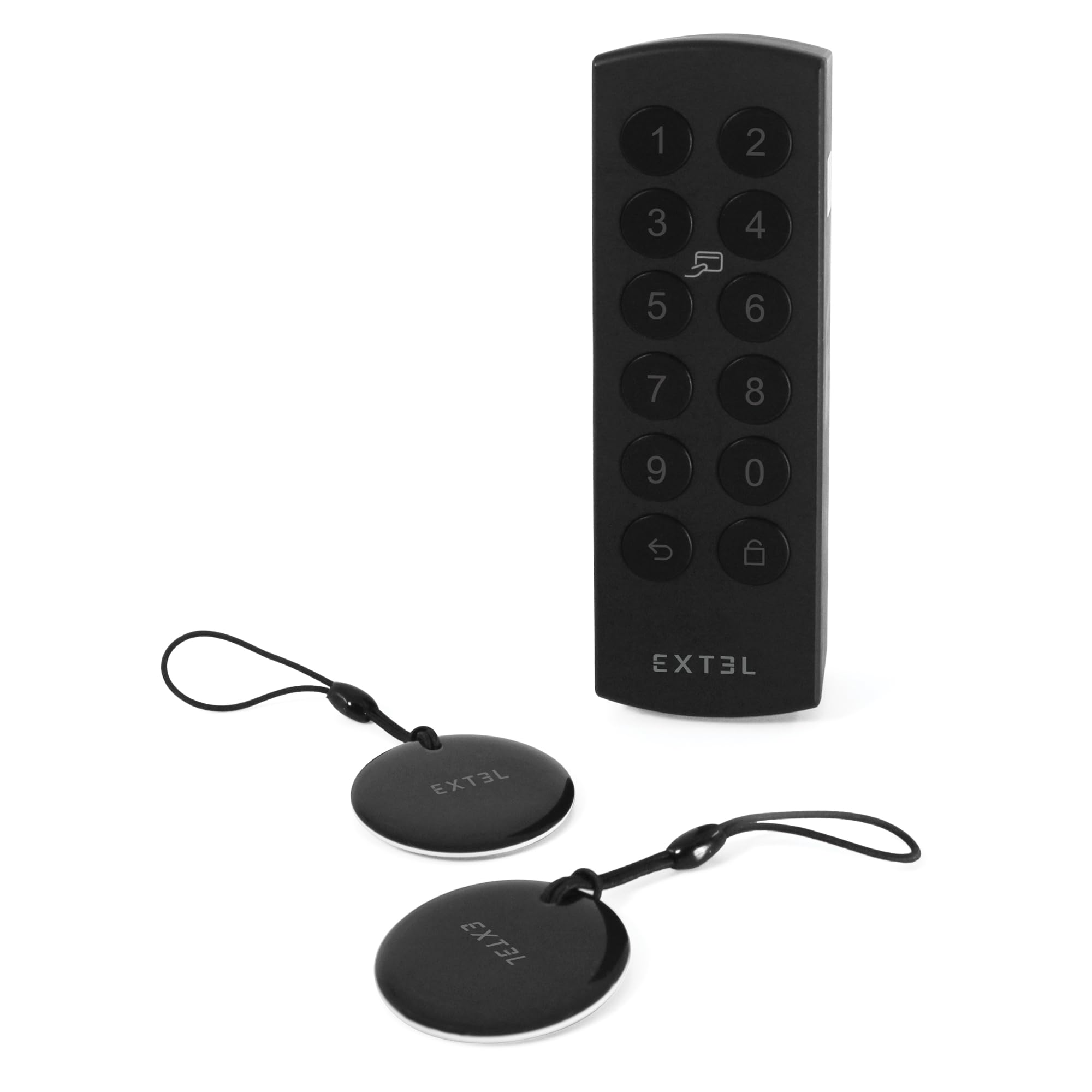 Extel Clavier Extérieur Bluetooth pour Serrure Extel Lock (720100), Digicode sans Fil IP55, Jusqu'à 100 Badges et 100 Codes, Sécurité Chiffrée AES-256, Installation Facile sans Câblage, 2 Badges