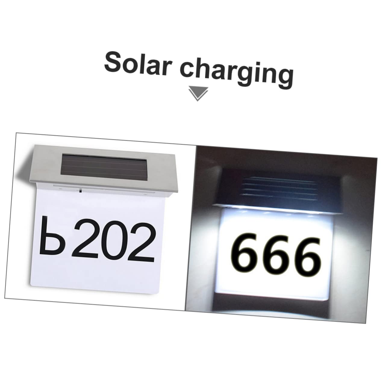 HEMOTON Luce Solare Facile da Installare per Uso Casa 2 Pezzi con 4 Led, Resistente Ip65, in Acciaio Inossidabile e Abs per Numero Civico da Esterno
