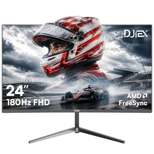 DJiEX 24 Inch Gaming Computer Monitor, FHD 1920x1080p, 180Hz, 4000:1 High Contrast VA Computer Screen for Work & Play, FreeSync, HDR10, VESA Mountable