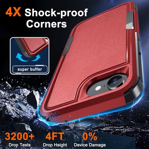 RMOCR for iPhone 16e Case & iPhone 17e Case, with Screen Protector,Military Grade Heavy Duty Shockproof Phone Cover with Wrist Lanyard Strap for iPhone 16e & iPhone 17e,Red by RMOCR - Used condition - Image 5