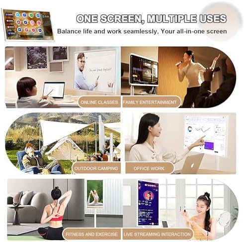 27" Portable Smart TV Monitor, Qualcomm 8-Core CPU, 7800mAh Battery, 8+128GB, Android 13, Rolling Touchscreen with Webcam, Ideal for Home & Travel