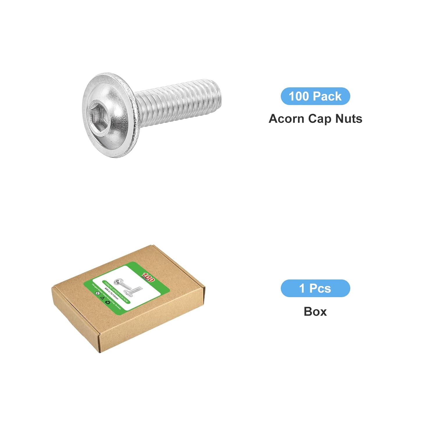 uxcell 100Pcs M4-0.7x14mm Flanged Button Head Socket Cap Screws, 304 Stainless Steel Socket Drive Fasteners Bolts, Fully Thread Machine Screws, Silver