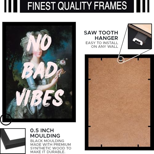 Image of BLINKART Framed Photo - No Bad Vibes | Altered Art Theme | Motivational & Inspirational Wall Art Poster for Home, Bedroom, Living Room, Office, Hotel & Gifting - 12x8 Inch