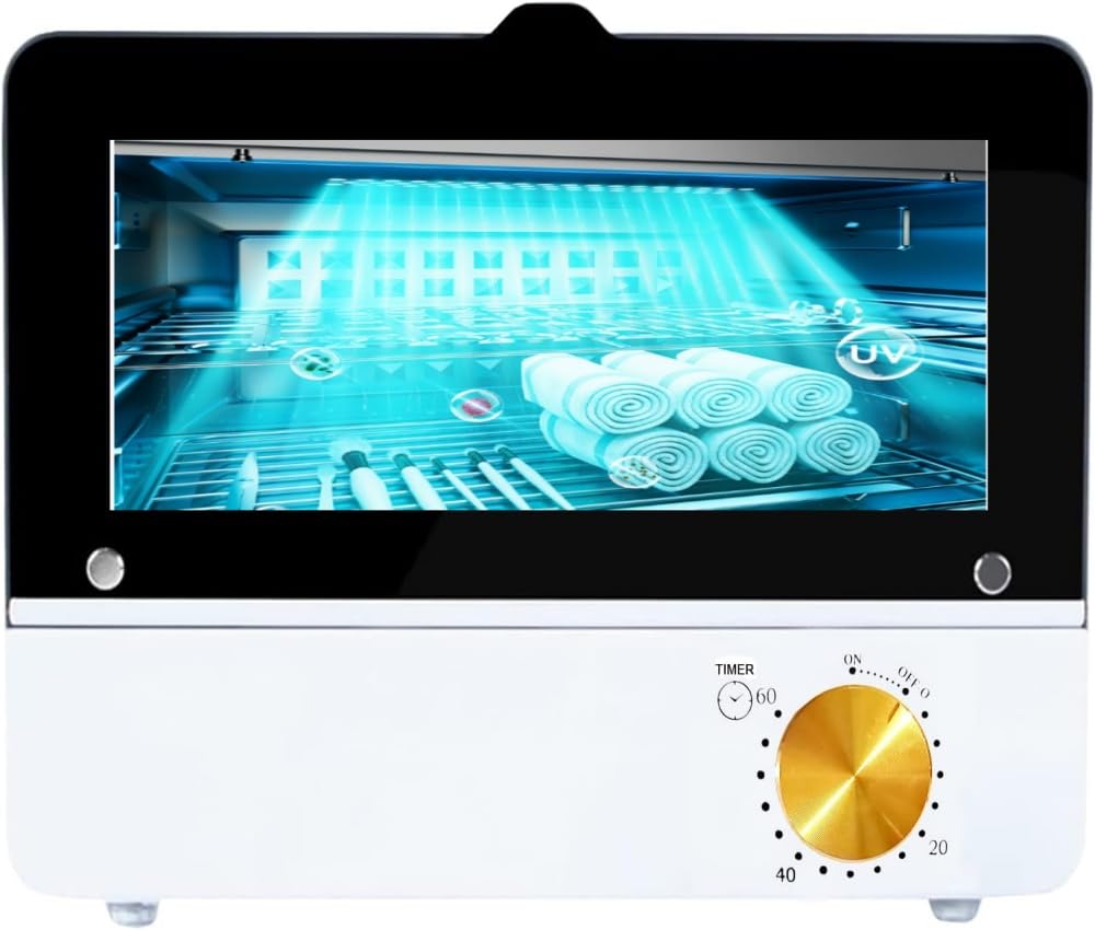 – Smart UV Disinfection Cabinet Portable UV Steriliser With Spare Bulb,High Efficiency Sterilization Nail Tools Sterilizer with Timer UV Sanitizing Box for Cosmetic Tweezers and Towels