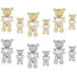 12 Pieces 3D Bear Nail Charms Nail Art Shiny Alloy Bear Charms Cute Rhinestones and Crystal Ornaments Art Rhinestones Decoration for Women DIY Art