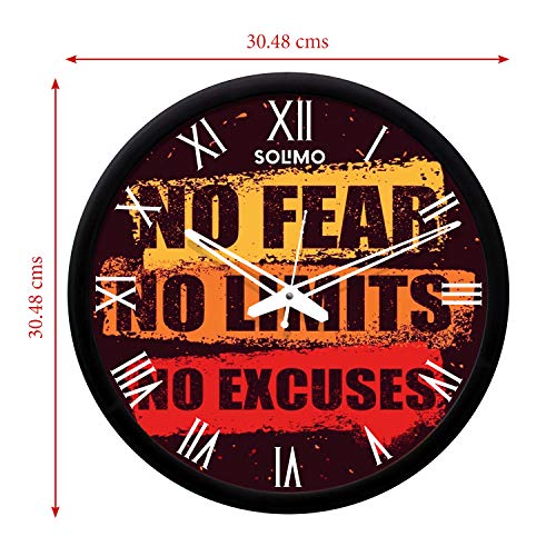 Image of Amazon Brand - Solimo Plastic Contemporary Wall Clock (12 inch, Silent Movement, Black Frame)
