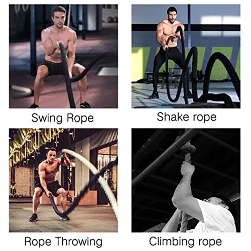 KUYUC Battle Ropes, 1.5 inch Diameter Battle Rope, Home Gym Equipment for Strength Training Outdoor Cardio Men and Women (Color : Black, Size : 15m(49ft)) - Image 6
