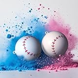 Wsaeig Gender Reveal Baseball with Powder - 2 Pack Gender Reveal Baseballs Filled with Blue and Pink Powder for Boy or Girl Baby Reveal Party Ideas for Decorating (1 Blue & 1 Pink)