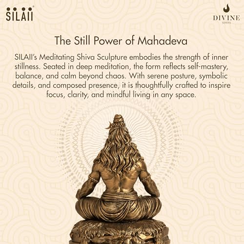 Image of SILAII Lord Shiva Meditation Statue - 9 INCH Mahadev Murti | Spiritual Home Decor Showpiece | Ideal for Meditation, Yoga & Prayer Room
