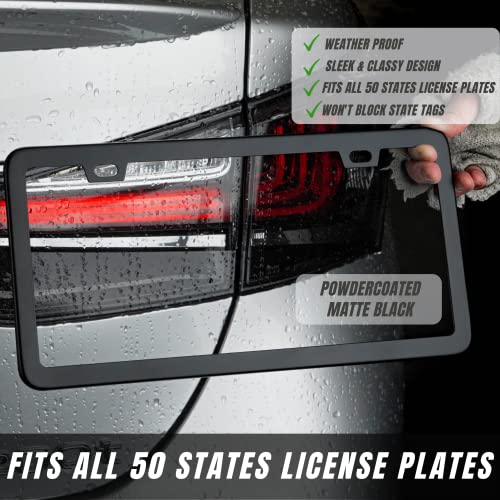 Sunplustrade 1056-LPFRME-BLK-021 License Plate Frame Black Matte Powder Coated Aluminum thumb #1