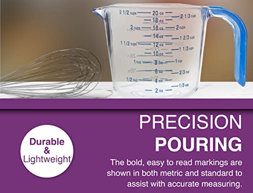 Arrow Plastic Measuring Cups For Liquids, Set Of 3 - With Cool-Grip Handle - Bpa-Free, Stackable Measuring Cups With Spout And Clear Measurements - Microwave And Dishwasher Safe - 1.5, 2.5, 4.5 Cups #TOP3