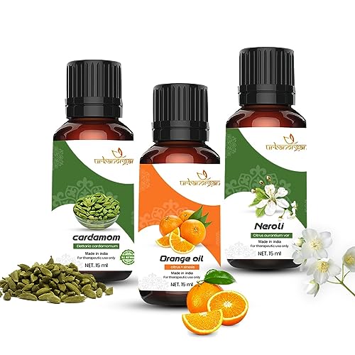 Image of Pure Combo Of 3 Essential oil For Hair & Skin Natural Therapeutic Grade & Undiluted Oil 15ML (Cardamom-Orange-Neroli)