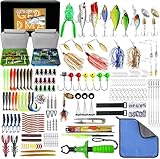 GEBDMA 329 Pcs Bass Fishing Lures Kit Upgrade Fish Tackle Box with Tackle Included Soft Bait/Spoons/Jigs/Frog/Hooks/Weights 2025 Fishing Gear Lure Kit for Fishing Lovers Freshwater or Saltwater