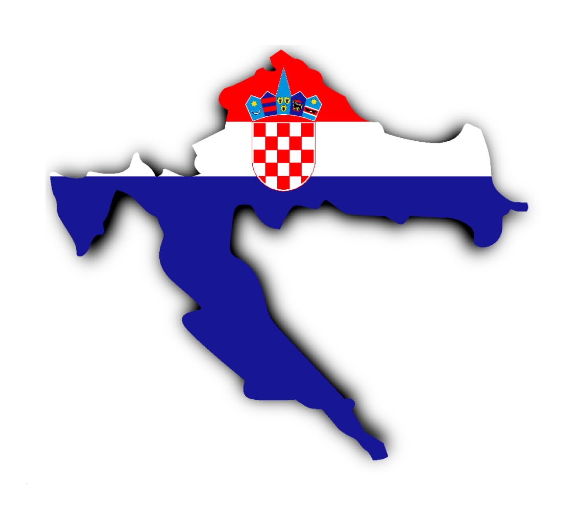 Sticker 200 mm 1 Piece Silhouette Flap-Map Croatia HR for Car, Laptop and More