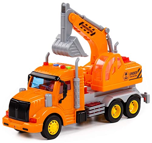 Wader-Polesie Excavadora de Pala para Camiones, Juguete Profesional, Volante de inercia Naranja, vehĭculo con luz y Sonido Cover