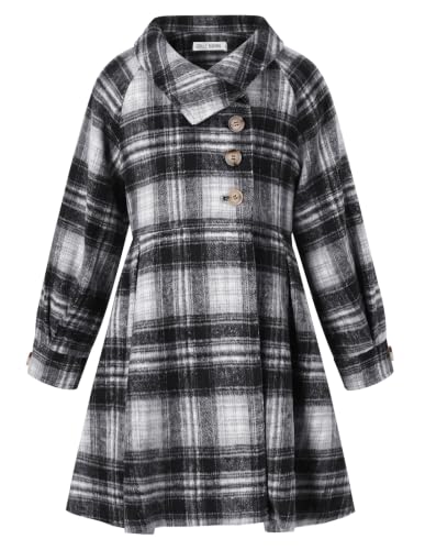 Image of GRACE KARIN Girls Dress Coat Kids Wool Lapel Long Button Jackets Fall Winter Outerwear Peacoat with Pockets 5-12Y