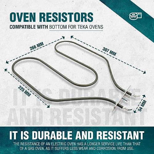 DOJA Barcelona Unterer Hitzewiderstand, kompatibel mit Teka Backofen | 220V-1500W | 307 x 266 mm | Backofenzubehör