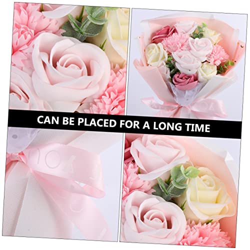 BESPORTBLE 1 Bündel Künstliche Seife Blume Rose Blumen Nelke Seifenstrauß für Valentinstag Jubiläumsfest (Rosa)
