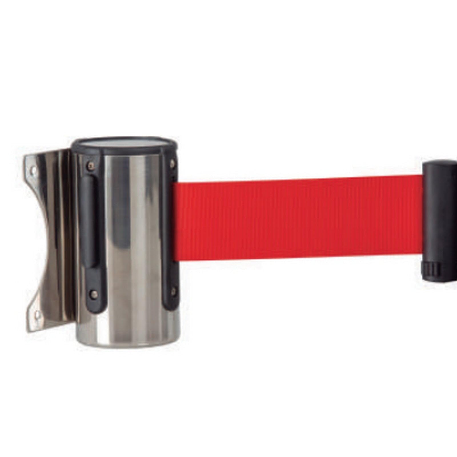 DB-963 - Señalización Divisora Soporte Pared Acero Inoxidable Con Cinta Roja 2 Metros Color Rojo 30x30 cm