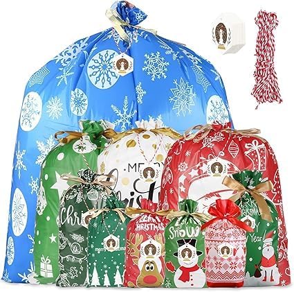 Yiran Extra Large, Medium, Small Bags with Drawstring - 16pcs Xmas Party Favor Decorations