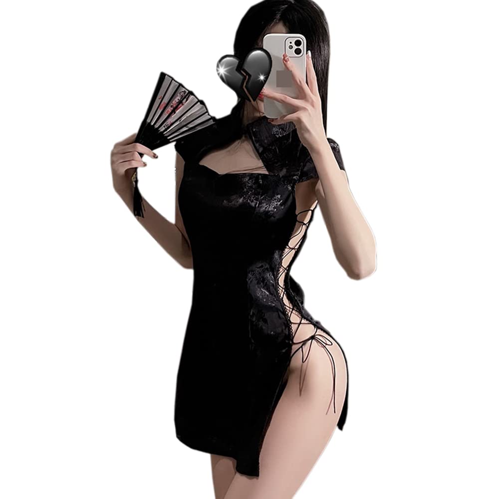 SINROYEE Sexy Cosplay Costumes For Women Female Anime Cheongsam Side Slit Hollow Chinese Style pajamas