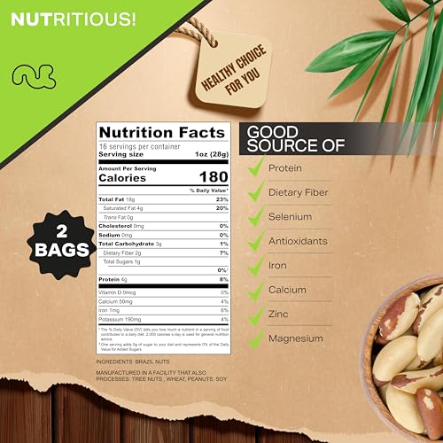 Image of NUT CRAVINGS - Raw Brazil Nuts, Unsalted, No Shell, Whole, (16oz - 2 Pack) Packed Fresh in Resealable Bag - Kosher Healthy Snack, Food Assortments