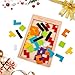 Wooden Puzzle 40Pcs Colorful Tangram Brain Block Intelligence Puzzle Toy Tangram Jigsaw for Preschool Children Playing