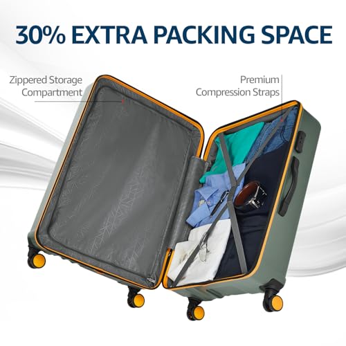 Image of Safari Citymiles 69 Cm Medium Checkin Trolley Bag - 8 Wheels Hard Case Polycarbonate, 360 Degree Wheeling, Antitheft Zipper, Luggage Suitcase for Travel, Thyme Green