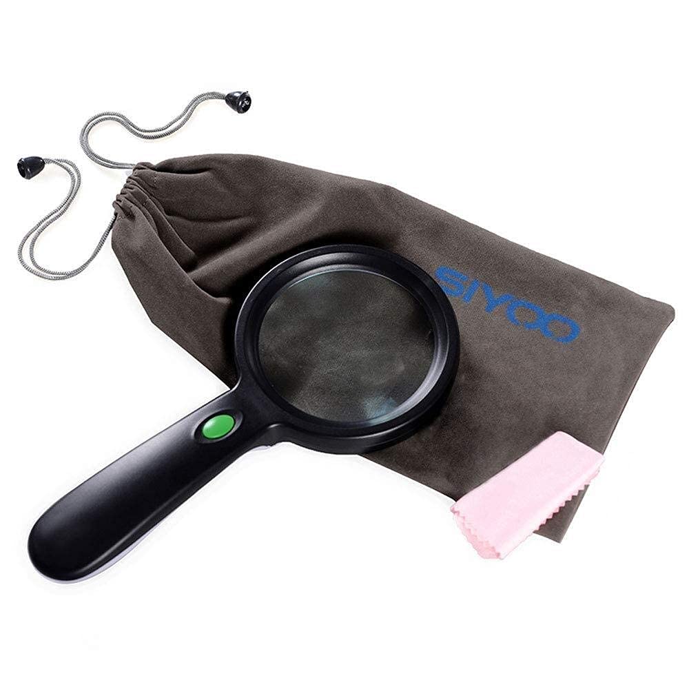 Loupe, éducative, recherche, 20 fois tenue à la main, 12 LED, haute définition, verre optique, grande lentille, lecture caritative