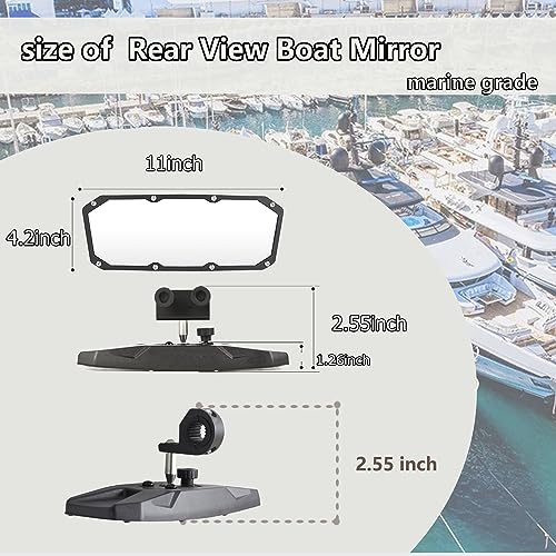 Rear View Boat Mirror 11"x4.2", Wide-angle Convex Rear View Mirror,Universal Marine Mirror Fit for Ski Boat Pontoon Yacht Boat Sports,Suitable for circular and square tubes by Searoam - Image 5