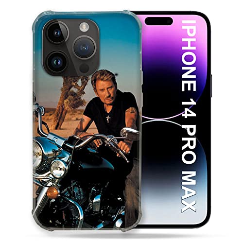 Coque iPhone 14 Plus Johnny Hallyday Moto idée cadeau pour motard