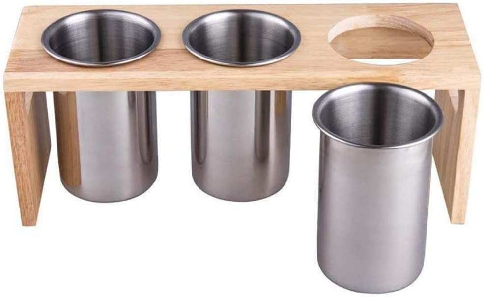 カトラリーラック、木製ベースのフラットウェアキャディカトラリー器具オーガナイザー、キッチン用304ステンレス鋼シルバーウェアホルダー