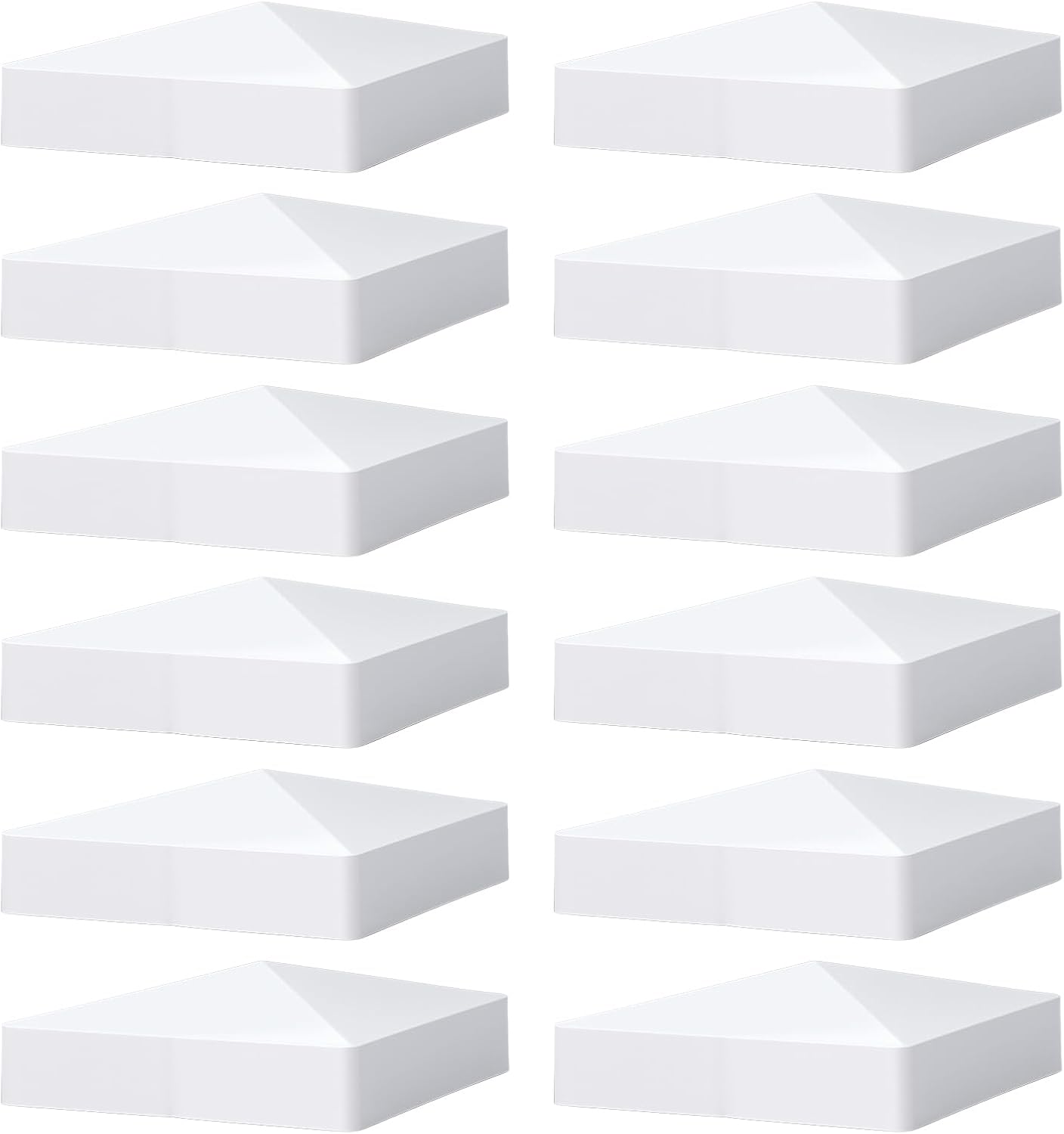 12 Pcs Fence Post Caps 5 x 5 (127 mm x 127 mm), White Post Caps Pyramid Plastic for Fence Posts, Mailbox, Deck, Dock, Piling Cap, White