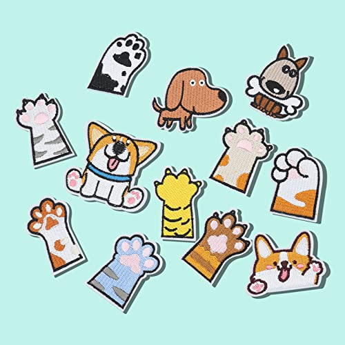 Aufruh 12 Pcs Cute Dog Paws Embroidered Patches Iron On Patches Rocket Planet Astronaut Sewing Applique Patches For Clothing Fabric Jackets Jeans Diy Accessory #TOP2
