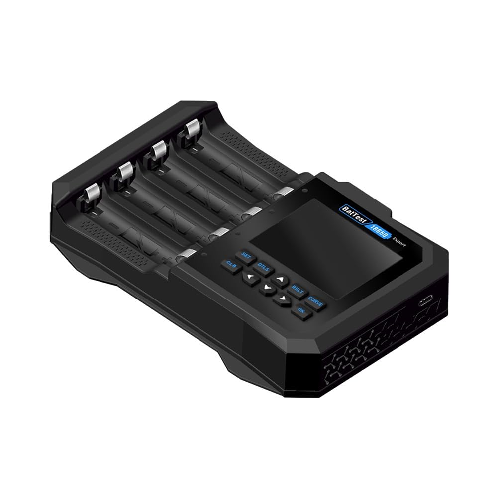 Chargeur de Batterie Li-ION 18650, Testeur de Batterie, Charge Intelligente à 4 Emplacements, Compatible Bluetooth