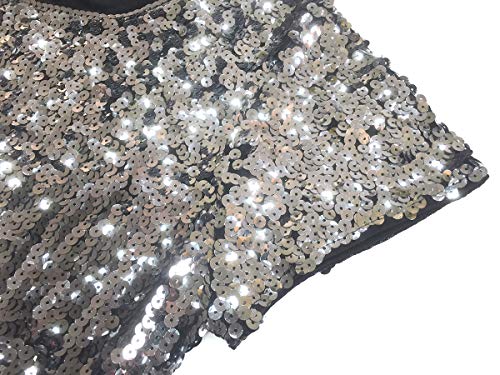MANER Women’s Full Sequin Tops Glitter Party Shirt Short Sleeve Sparkle Blouses S-4X4
