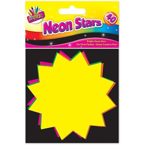 ARTBOX 10x10cm Fluorescent Stars (Pack of 40), Assorted, 6219 Cover